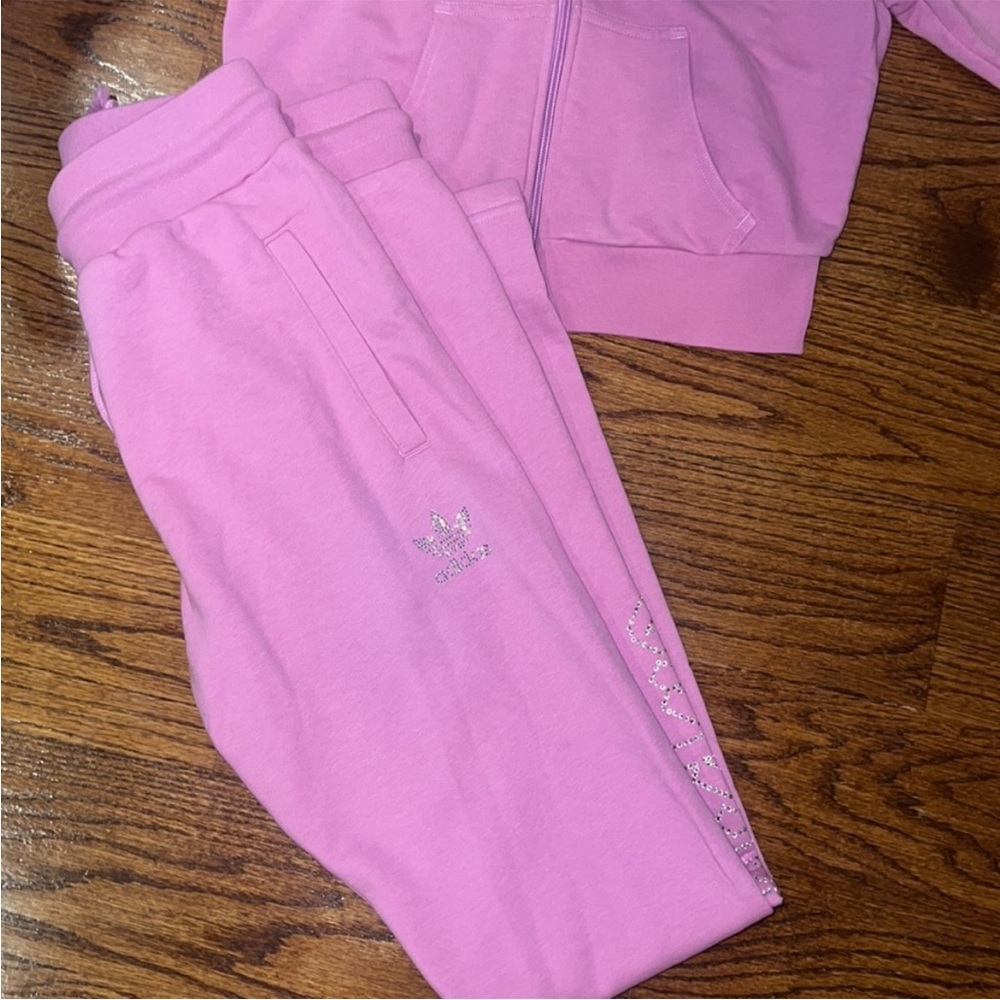 Adidas sweat pants pink bling